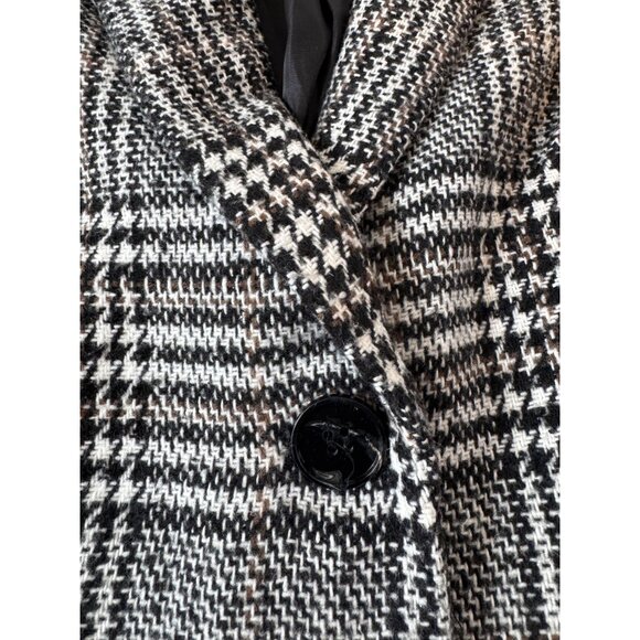 ZARA Medium Black & White Houndstooth Plaid Coat - Picture 4 of 13